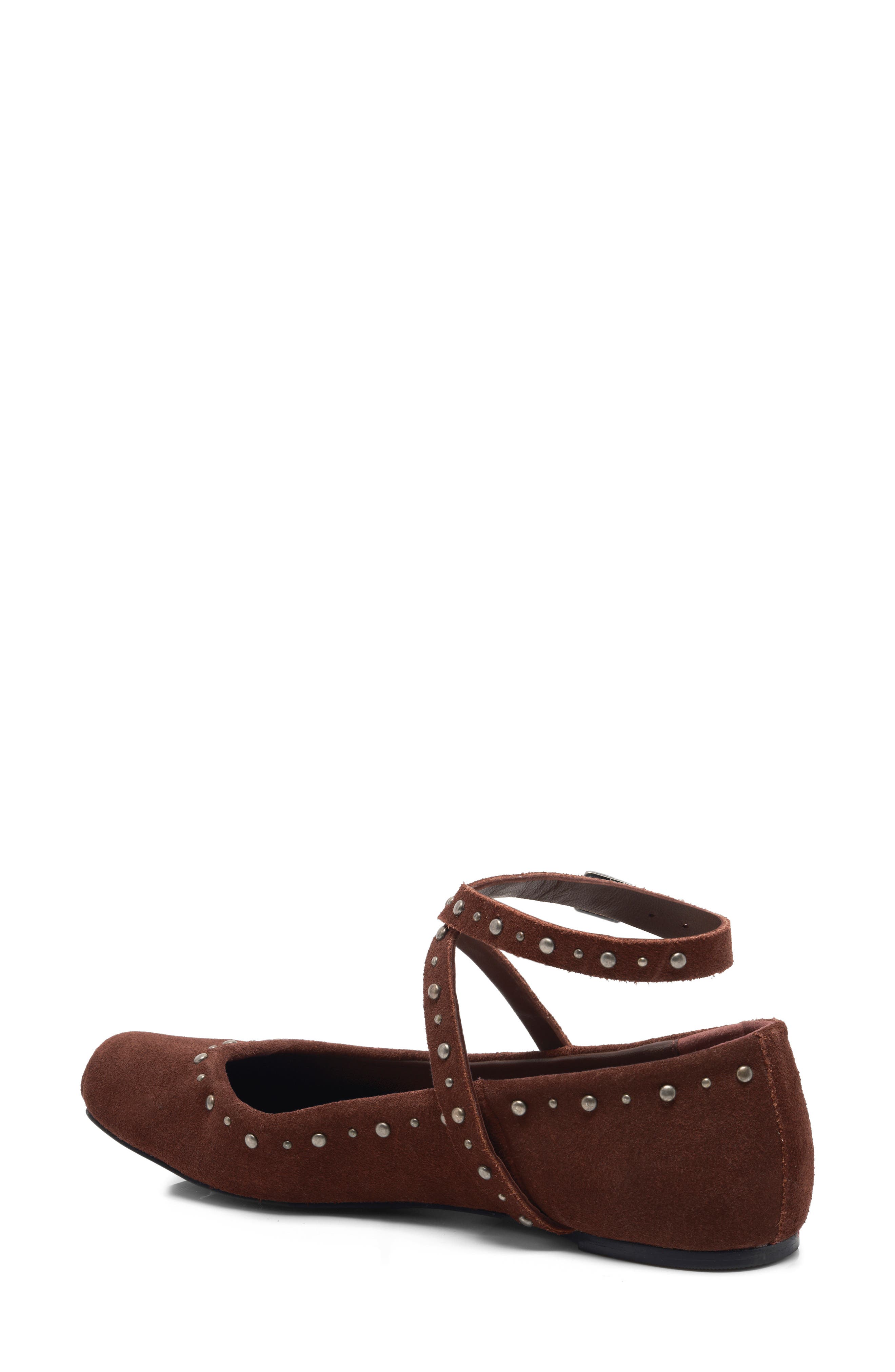 Grace Ankle Strap Ballet Flat, Alternate, color, PORT ROYALE SUEDE