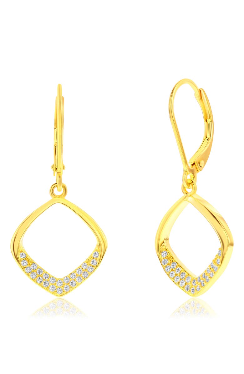 SIMONA Pavé Cubic Zirconia Cushion Drop Earrings & Pendant Necklace Set, Alternate, color, Gold