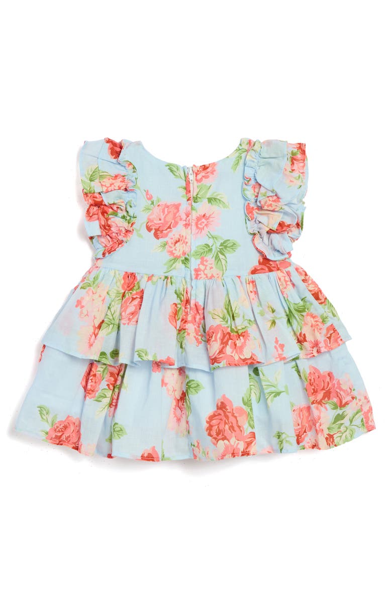Pippa & Julie Rose Print Dress & Bloomers Set, Alternate, color, Light Blue