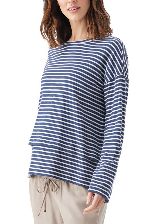 Ripe Maternity Claudette L/s Nursing Top In Blue