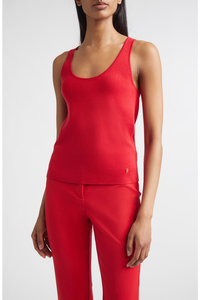 Silk & Cotton Sweater Tank, Main, color, SCARLET