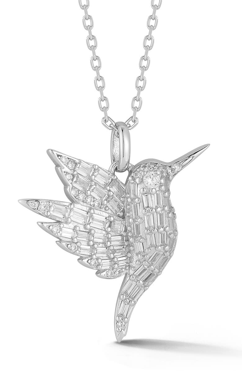GLAZE JEWELRY Hummingbird Pendant Necklace, Main, color, Silver