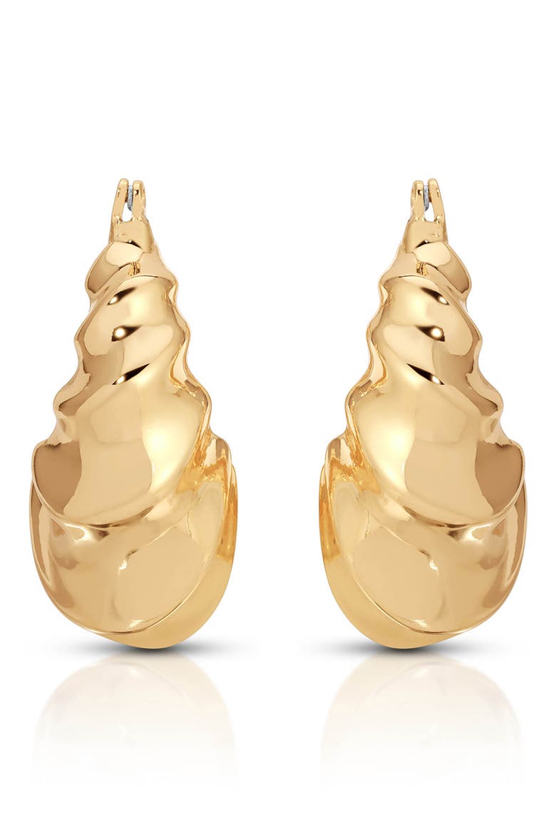 Ripple Domed Hoop Earrings, Alternate, color, GOLD