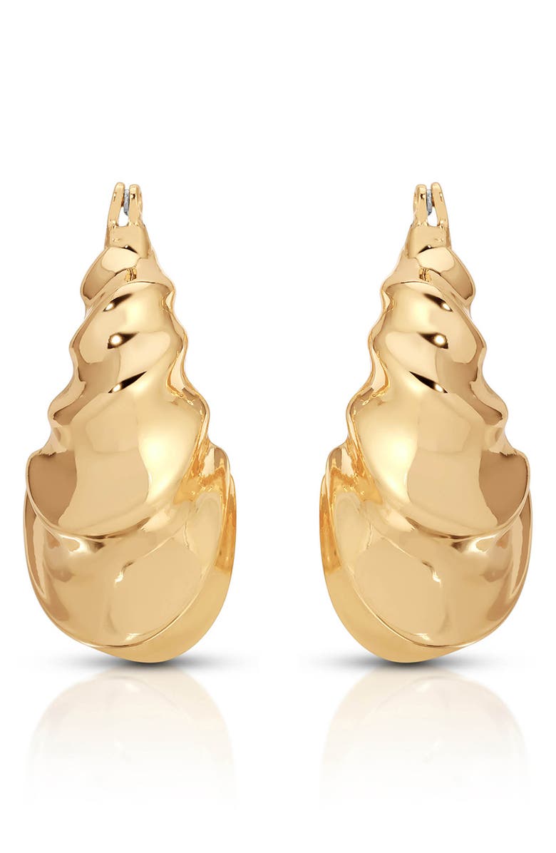 Ettika Ripple Domed Hoop Earrings, Alternate, color, Gold