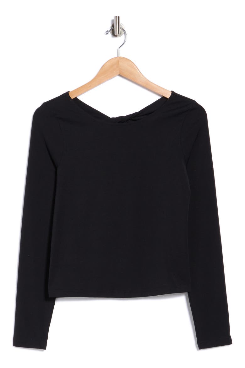 Serenity Twist Back Long Sleeve Tee, Main, color, BLACK