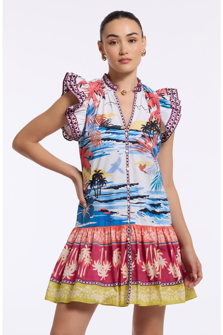 Savannah Cotton Minidress, Alternate, color, WHITE MULTI