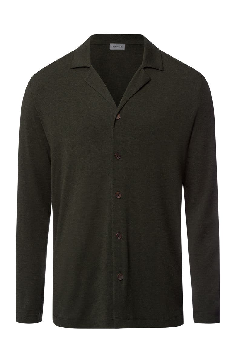 Hanro Casuals Long Sleeve Button Front Shirt, Main, color, Earthy Ink Melange