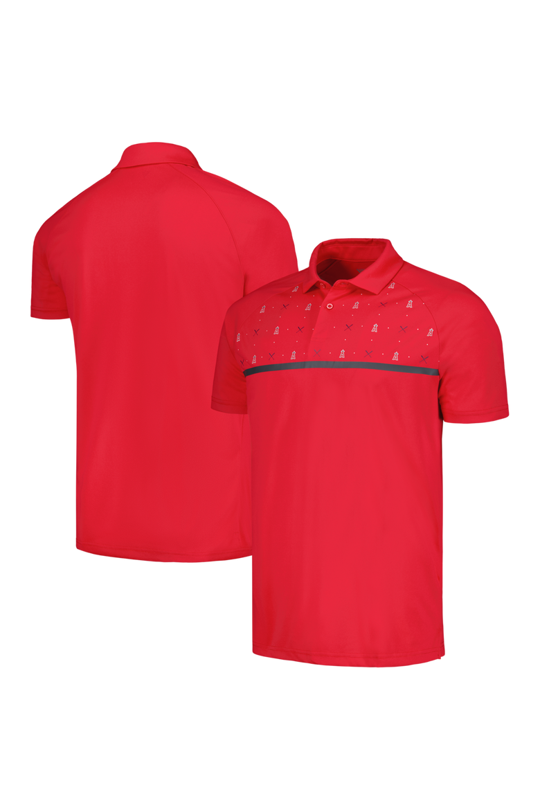 Men's Levelwear Red Los Angeles Angels Sector Batter Up Raglan Polo, Main, color, Red