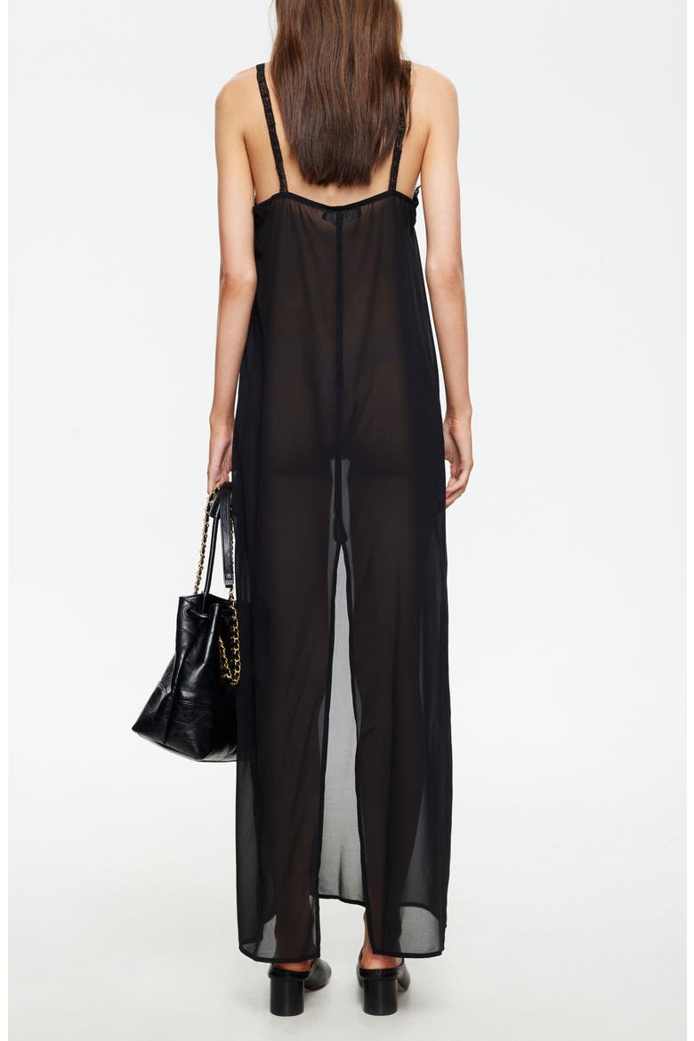 Glacial Sheer Maxi Dress, Alternate, color, NOIR