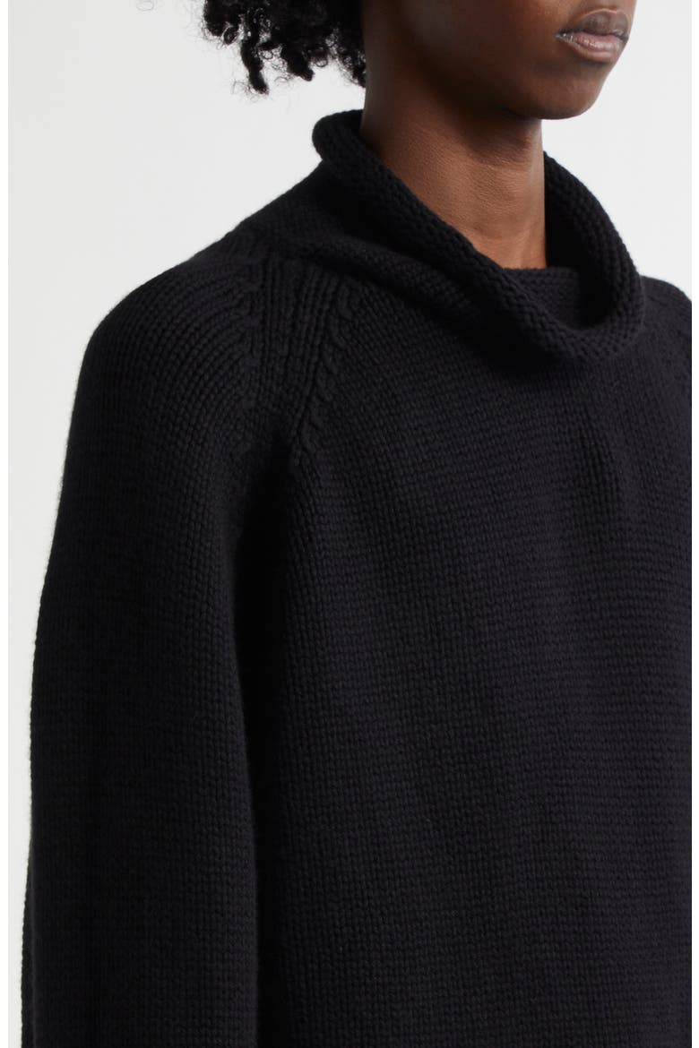 Cashmere Funnel Neck Sweater, Alternate, color, BLACK
