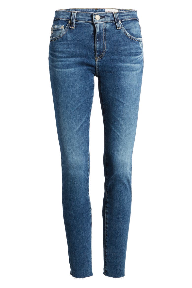 The Legging Raw Hem Ankle Skinny Jeans, Alternate, color, 12 YEARS BLUE DUST