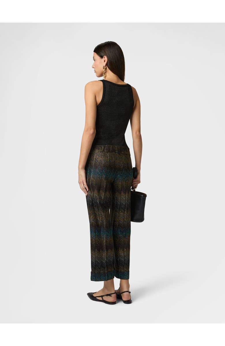 Missoni Flared Trousers In Viscose Lamé Snake Motif, Alternate, color, Green& Brown