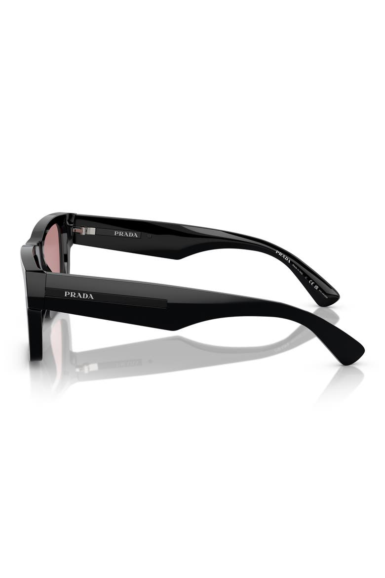 53mm Rectangular Polarized Sunglasses, Alternate, color, BLACK