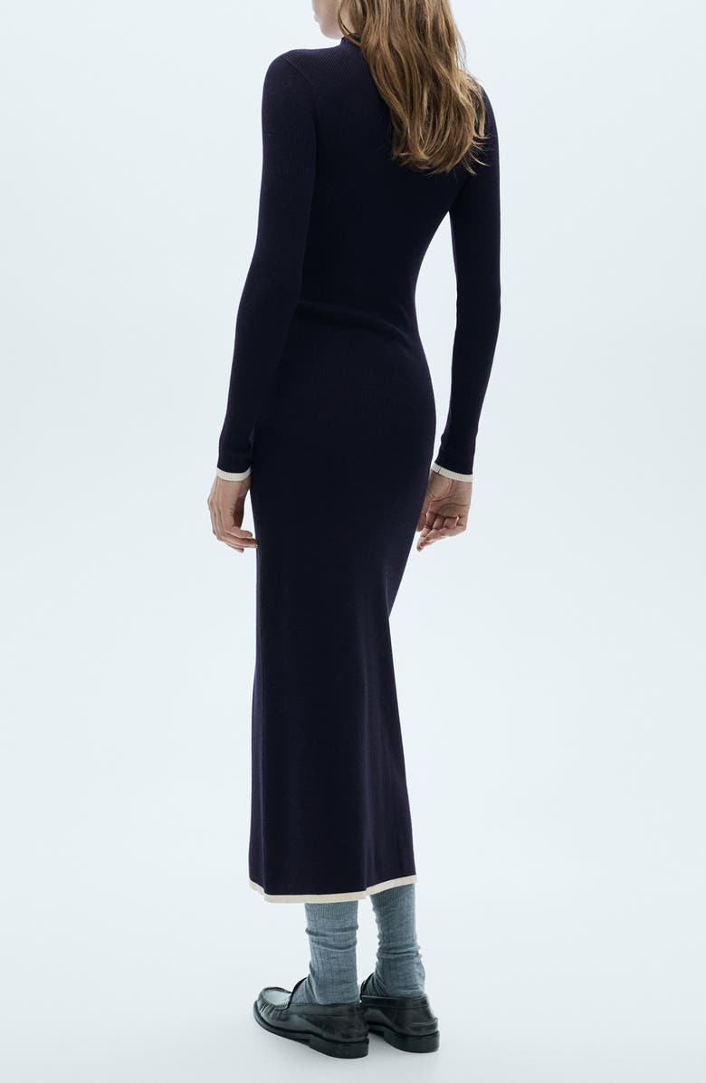 MANGO Contrast Trim Long Sleeve Sweater Dress, Alternate, color, 