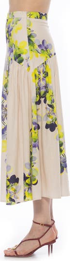 Michel High Waist Shirred Midi Skirt