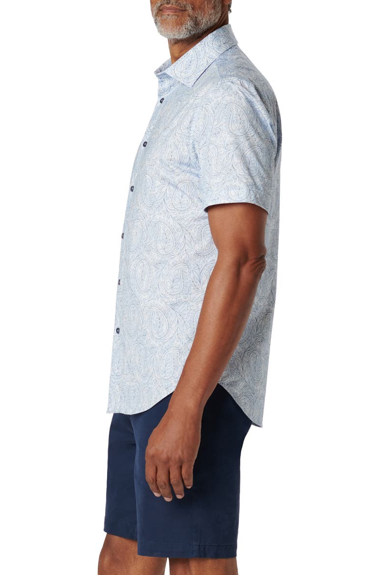 Miles OoohCotton® Floral Short Sleeve Button-Up Shirt, Alternate, color, SKY