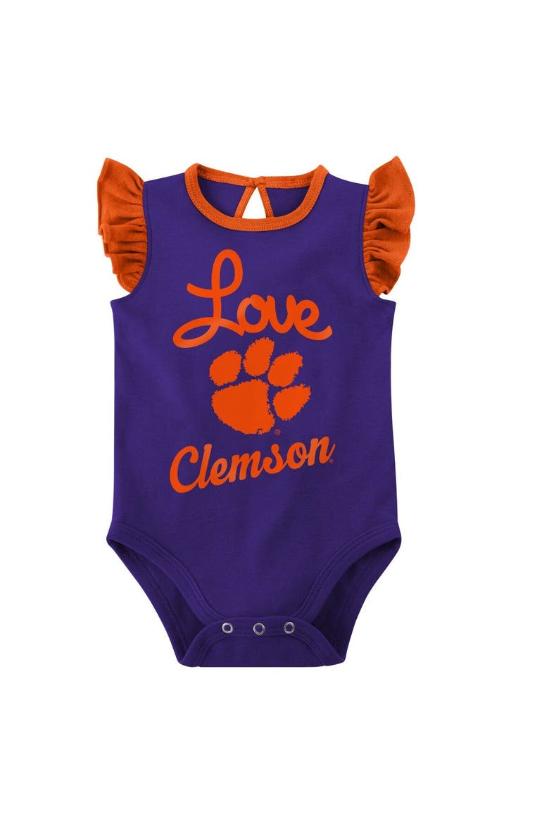 Girls Newborn & Infant Orange/Purple Clemson Tigers Spread the Love 2-Pack Bodysuit Set, Alternate, color, Orange