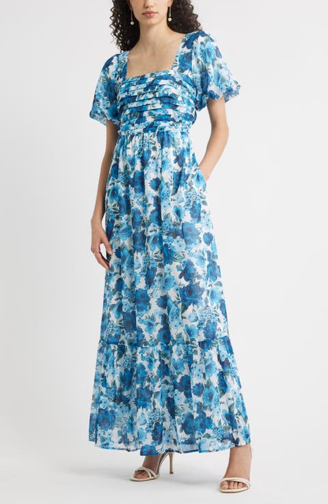 Puff Sleeve Floral Dresses for Women