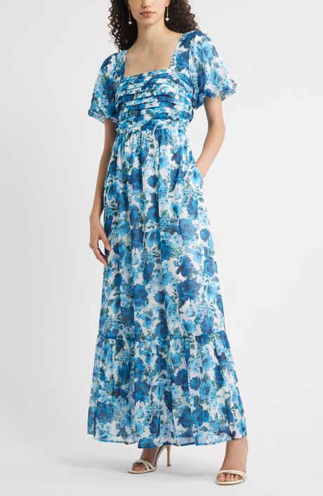 Chelsea28 Floral Tiered Puff Sleeve Maxi Dress