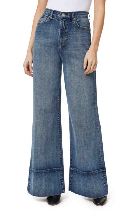 Emerson High Waist Relaxed Hem Wide Leg Jeans (Marine)
