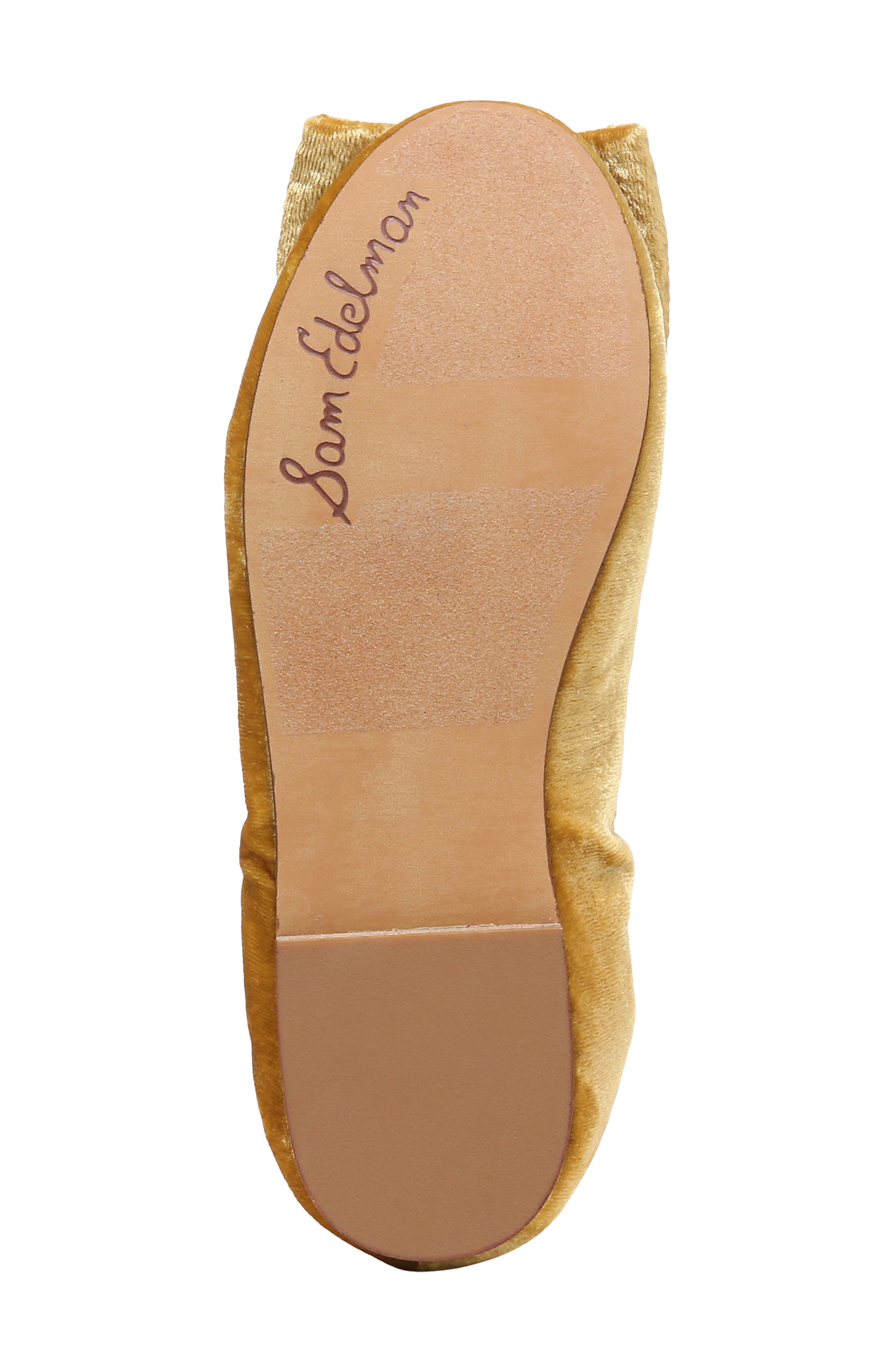 Kids' Farah Crystal Bow Velvet Flat, Alternate, color, SAFRONSE