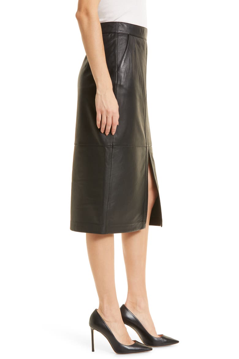 Women's Autry Leather Pencil Skirt, Alternate, color, BLACK