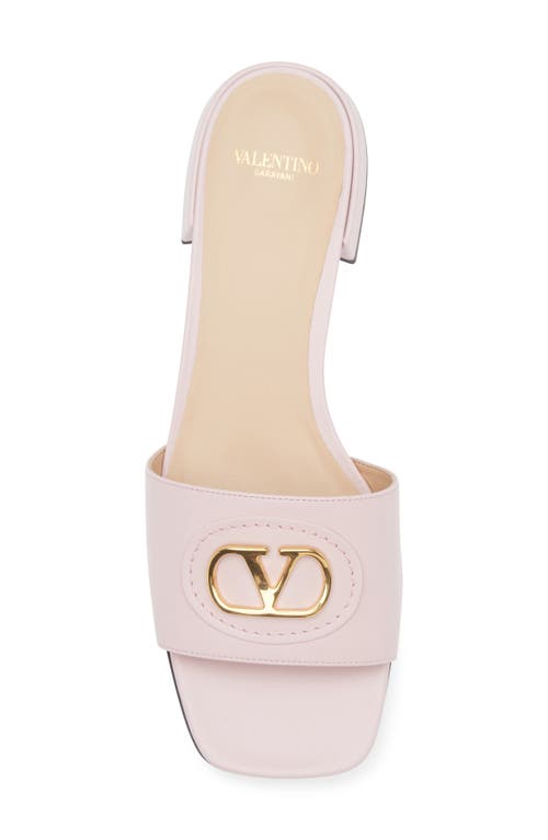 Valentino Vlogo Signature Leather Slides In Water Rose