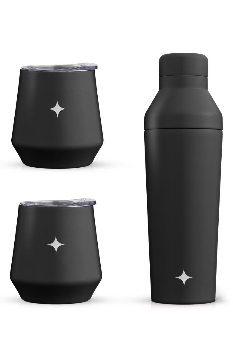 JoyJolt Stainless Steel Cocktail Shaker & Travel Cup Set, Main, color, Black