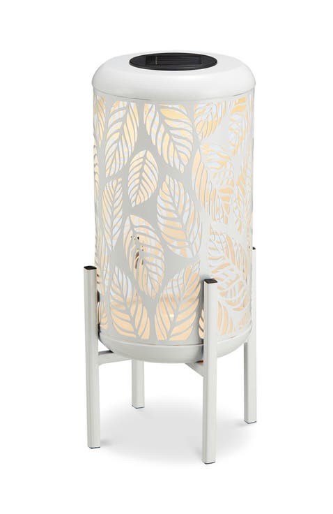 Metal Cutout Leaves LED Solar Powered Outdoor Lantern with Stand