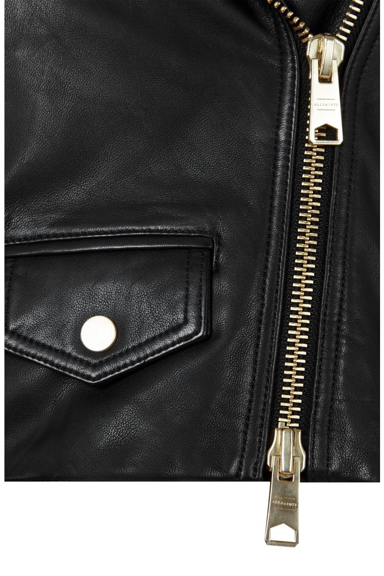 Elora Leather Biker Jacket, Alternate, color, BLACK