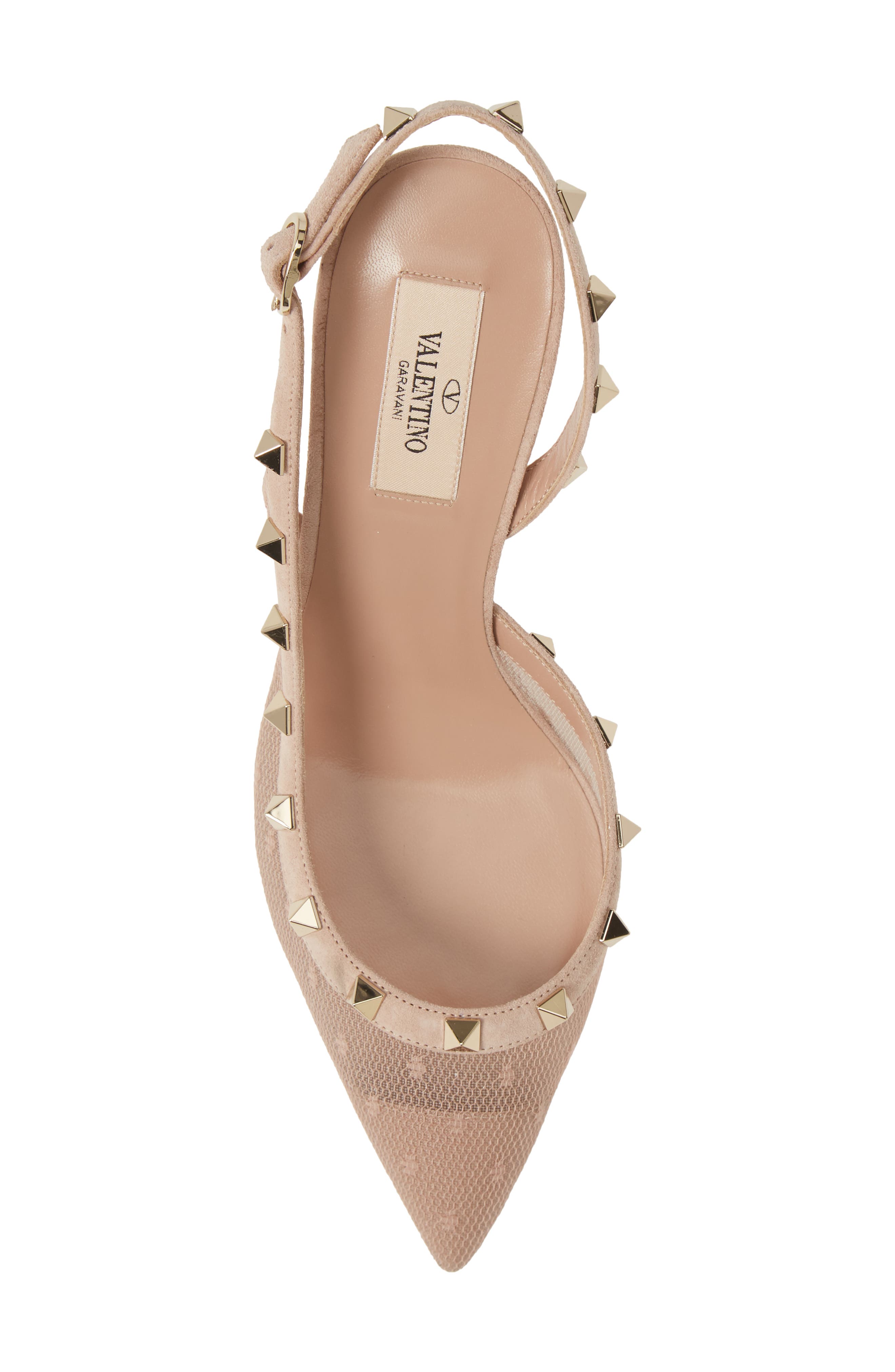 Valentino Garavani Rockstud Mesh Slingback Pointed Toe Pump, Alternate, color, 