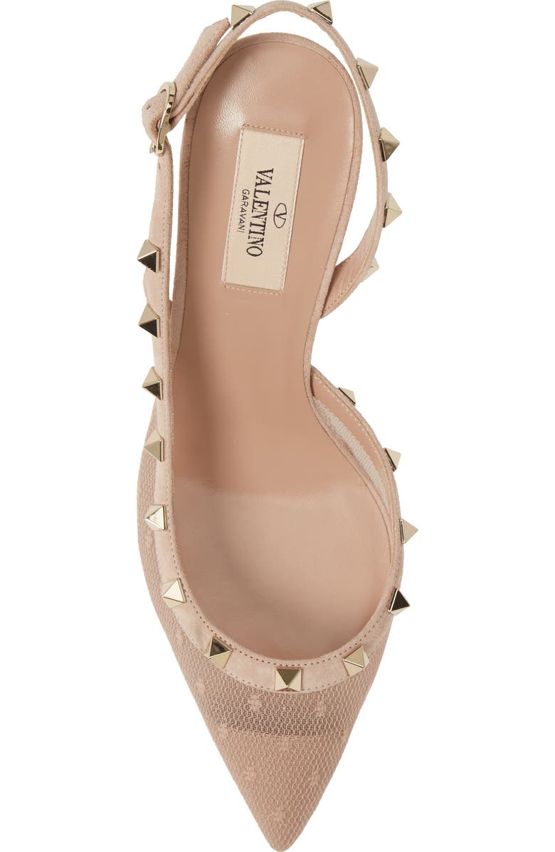 Valentino Garavani Rockstud Mesh Slingback Pointed Toe Pump, Alternate, color,