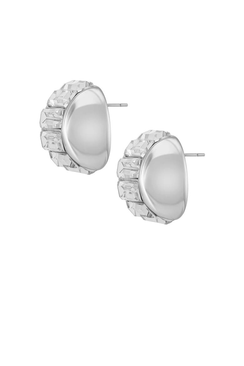 Baguette Crystal Stud Earrings, Alternate, color, Silver Tone