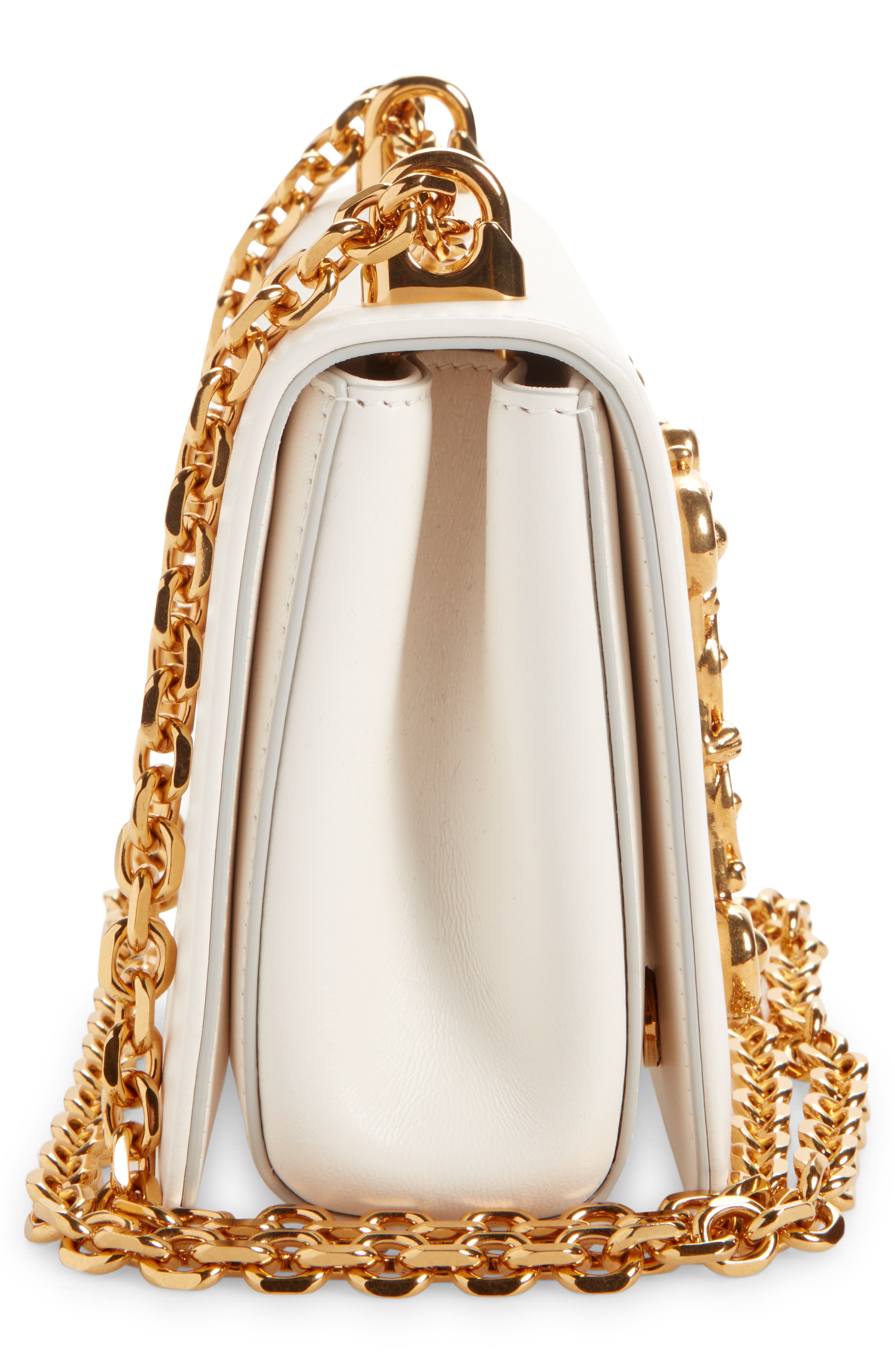 Dolce&Gabbana Logo Leather Crossbody Bag, Alternate, color, White