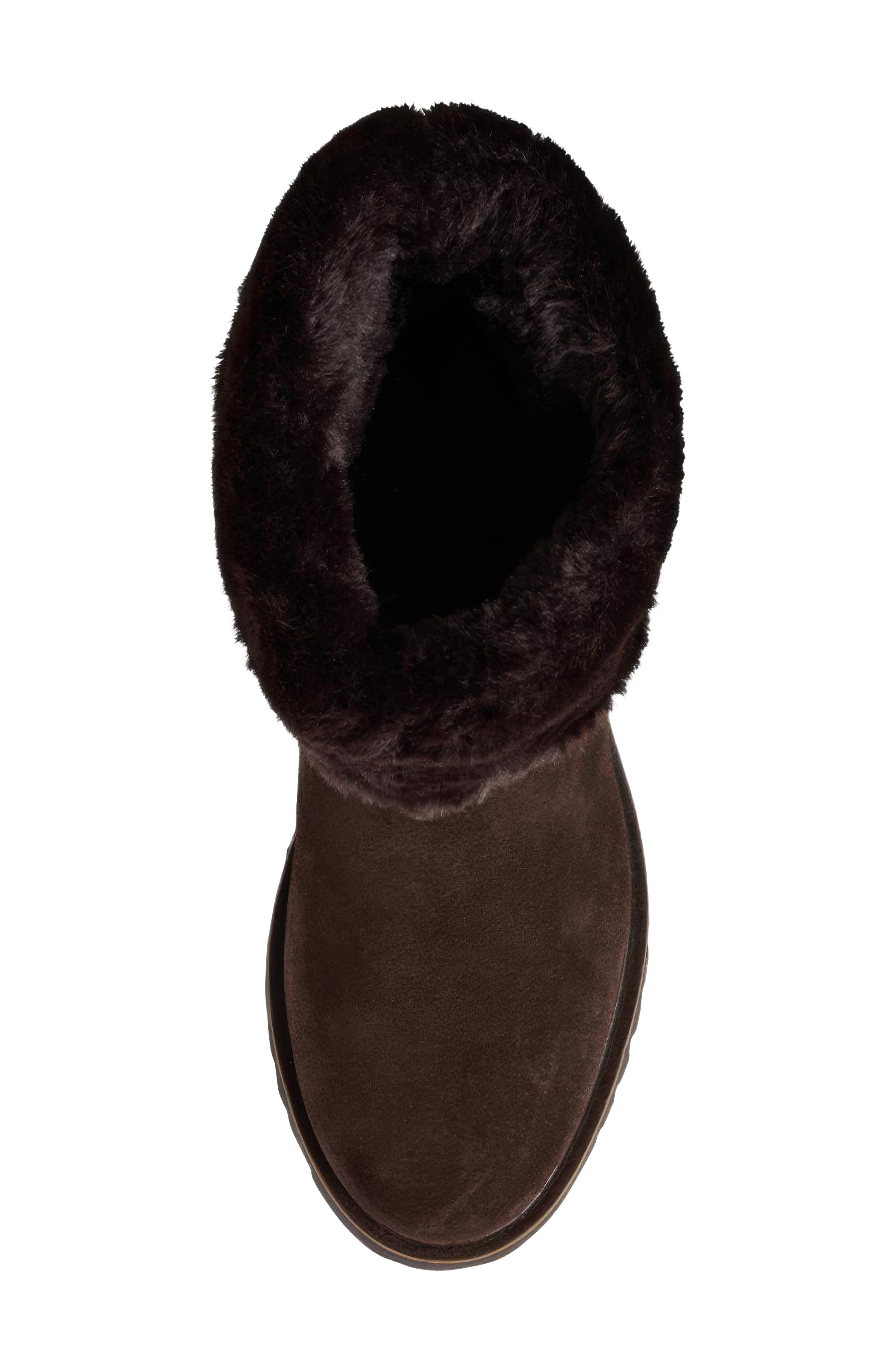 Ayla Boot with Faux Fur Trim, Alternate, color, DARK BROWN SUEDE