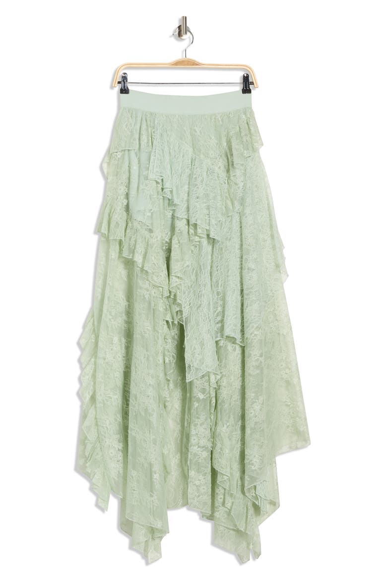 Karys Mixed Media Asymmetric Maxi Skirt, Alternate, color, GREEN TEA