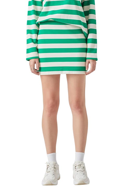 Stripe French Terry Miniskirt