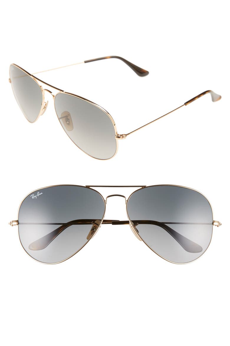 'Org Aviator' 62mm Sunglasses, Main, color, GOLD/ GREY GRADIENT