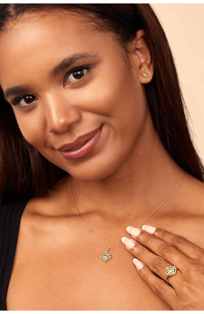 Oradina 14K Yellow Gold Compass Rose Studs, Alternate, color, Yellow Gold