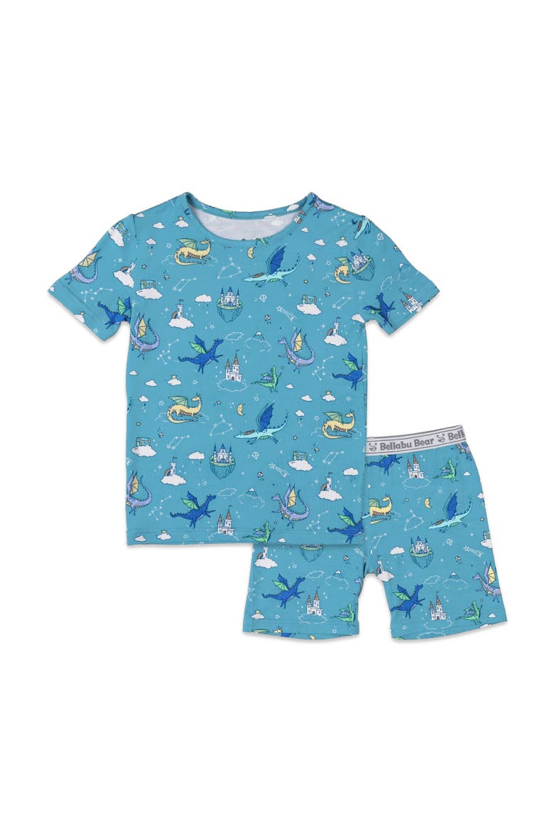 Dragon Dreams Kids 2-Piece Short Sleeve & Shorts Pajama Set, Main, color, Dragon Dreams