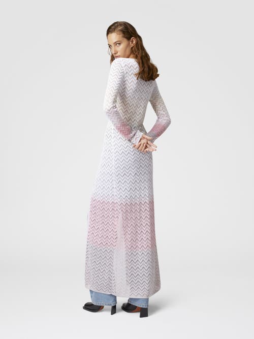 Shop Missoni Long Cardigan In Gradient Chevron Viscose In Multicoloured