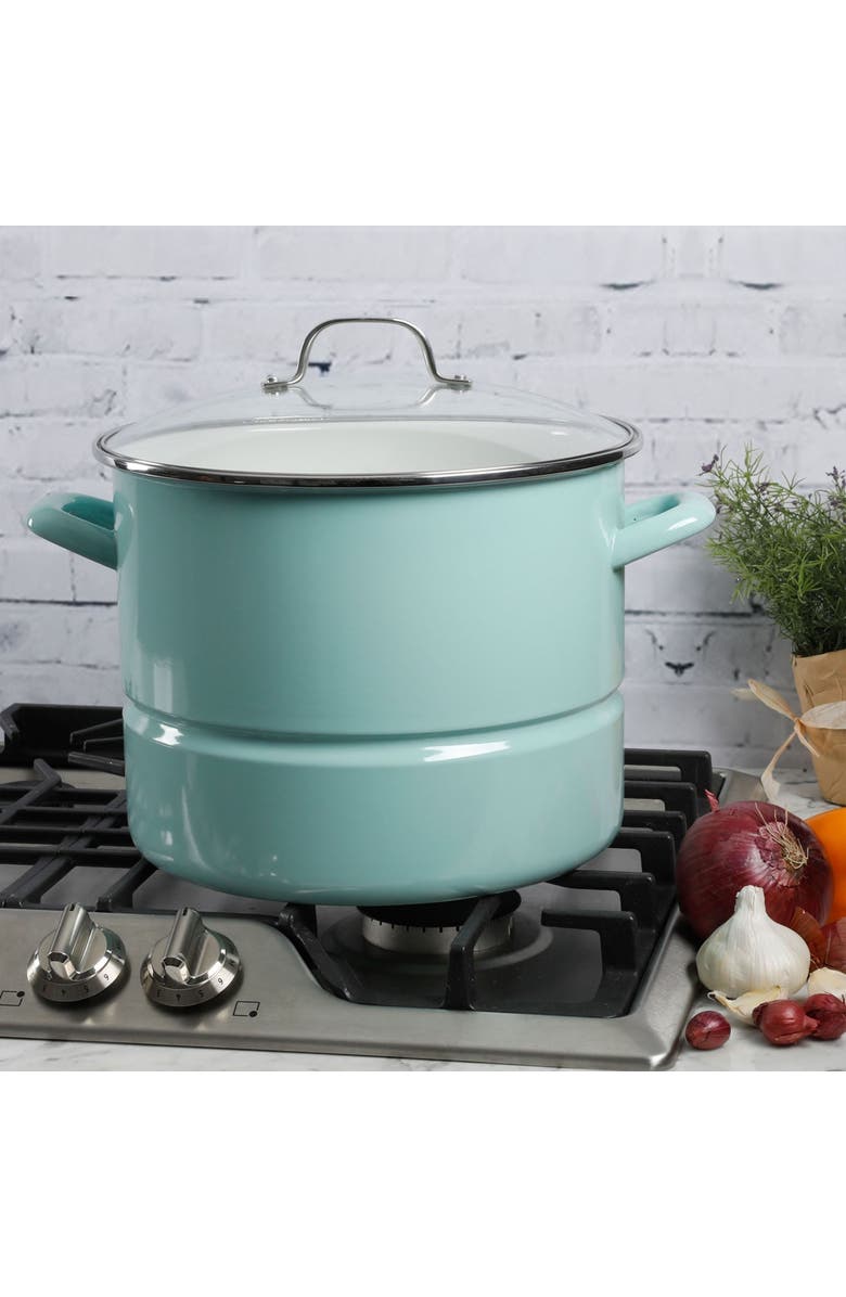 Kenmore 16 Quart Stainless Steel Pot  with Steamer Insert and Glass Lid, Alternate, color, 