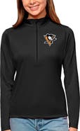 ANTIGUA Women's Antigua Black Pittsburgh Penguins Tribute Quarter-Zip Pullover Top