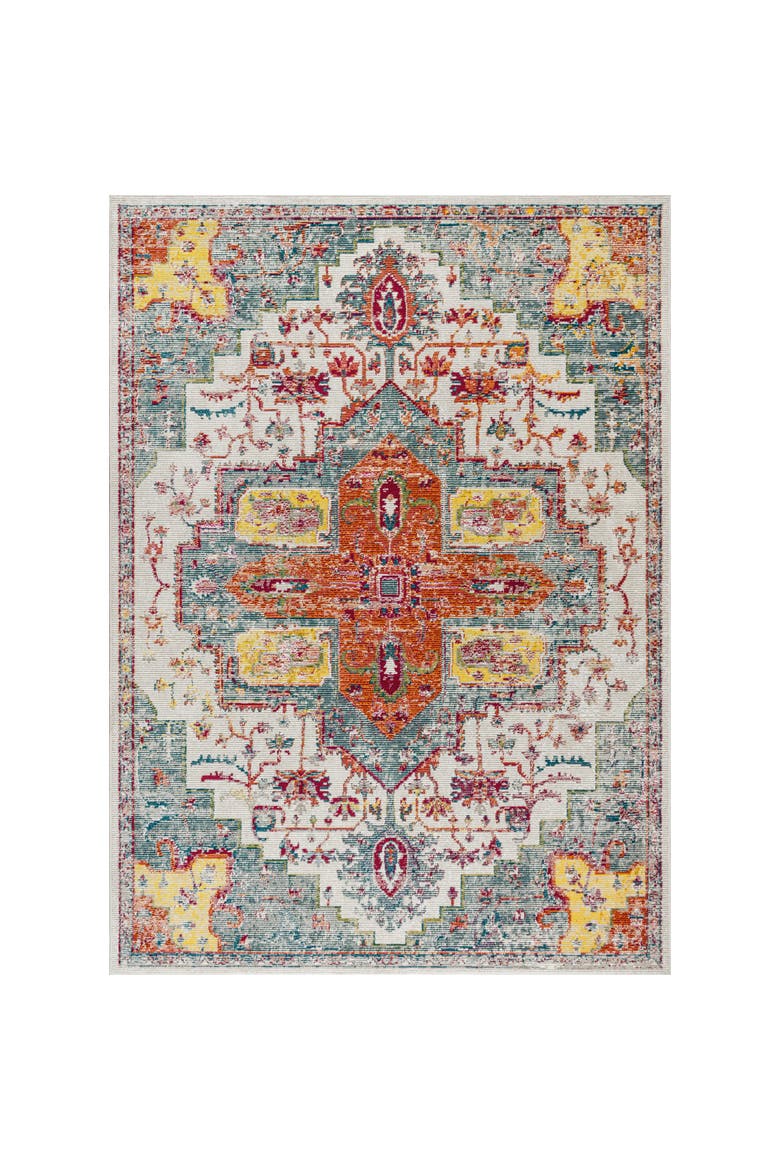 Zafra Vintage Medallion Area Rug, Alternate, color, Coral/Blue/Multi