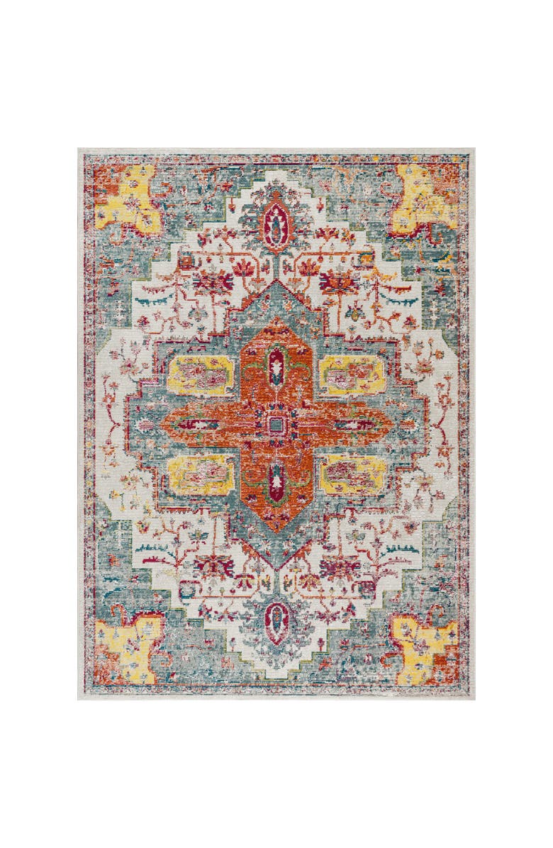 JONATHAN Y Zafra Vintage Medallion Area Rug, Alternate, color, Coral/Blue/Multi
