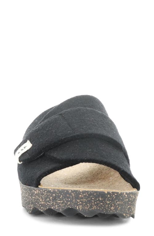 Fly London Clavi Wool Felt Slide Sandal In Black