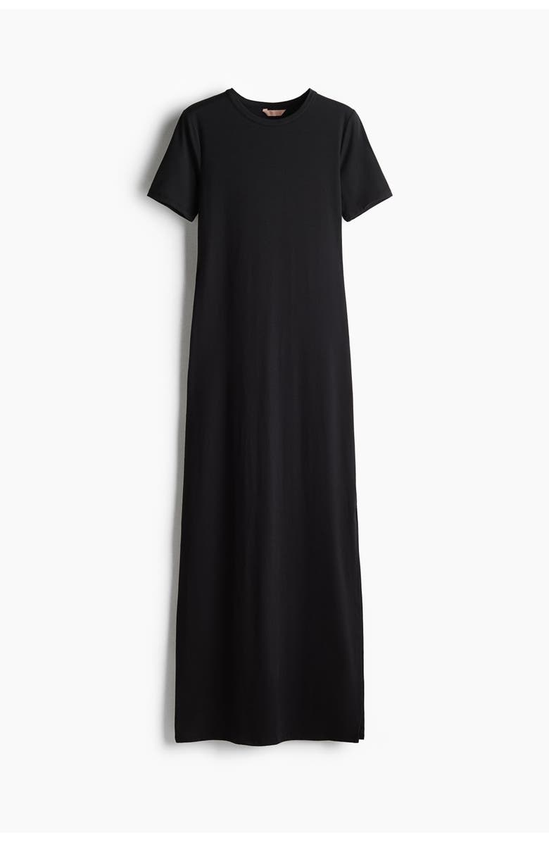 H&M Long T-shirt Dress, Alternate, color, Black