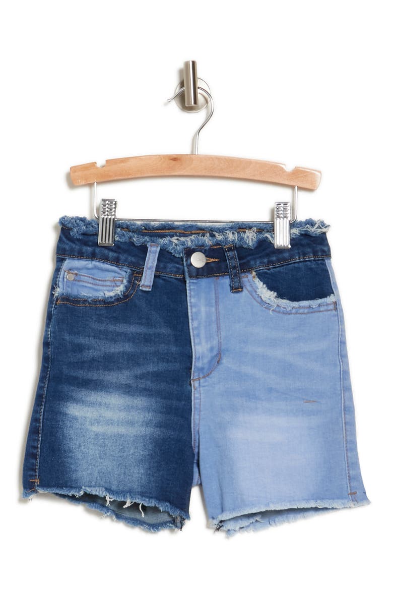Kids' Hailey Two-Tone Frayed Denim Shorts, Main, color, CATSKILL