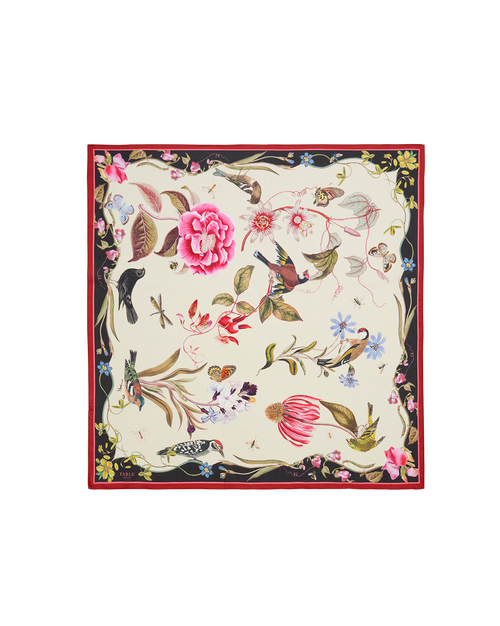 Fable England Ivory Wonderland Scene Square Scarf In Multi
