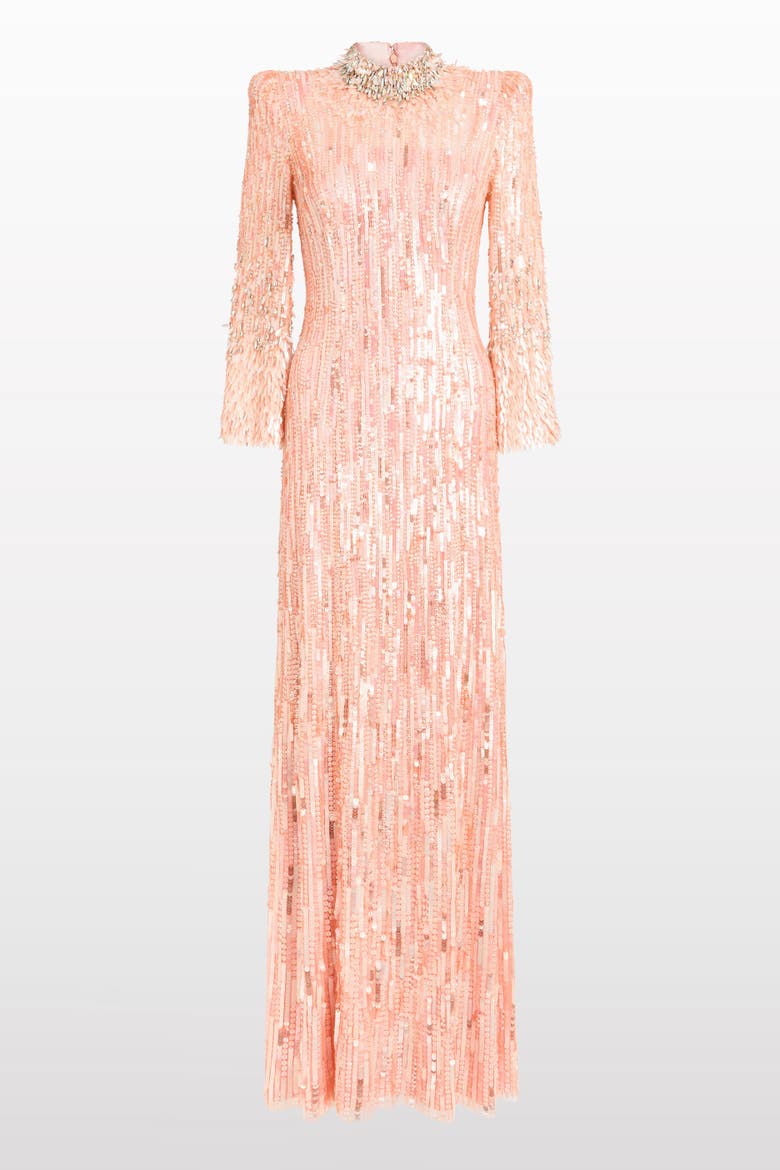 Memphis Sequin-Embellished Maxi Dress, Main, color, Peach Fizz